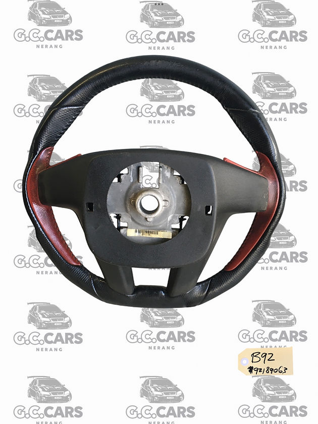 VE HSV CLUBSPORT RED AND BLACK  LEATHER FLAT BOTTOM STEERING WHEEL